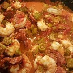 Okra And Shrimp, Okra Stew, Okra And Tomatoes, Creole Cooking, Cajun Dishes, Okra Recipes, Cajun Creole Recipes, Seafood Gumbo, Southern Recipes Soul Food