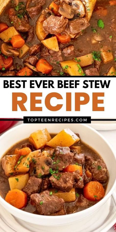 Beef Stew Crock Pot Recipes With Mushrooms, Beef Stew With Lipton Onion Soup, Irish Stew Recipe Traditional, Beef Stew With Cabbage, Beef Stew Red Wine, Beef Stew Without Wine, Beef Stew Crock Pot Recipes, Creamy Beef Stew, Traditional Beef Stew Recipe