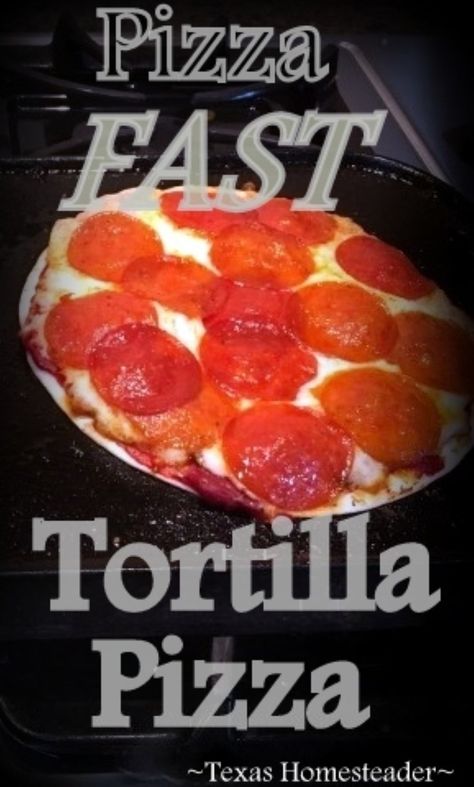 Tortilla Pizza Bakes In Just 5 Minutes For Pizza Night FAST! ~ Texas Homesteader ~ Tortilla Pizzas, Pizza Factory, Homemade Pizza Crust, Small Pizza, French Bread Pizza, Tortilla Pizza, Thrifty Thursday, Making Homemade Pizza, Kitchen Smells