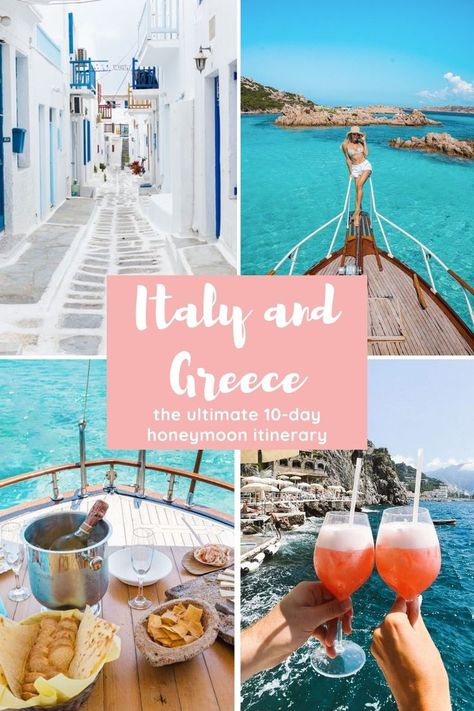 Honeymoon Ideas Greece, 10 Day Italy And Greece Itinerary, Traveling To Italy And Greece, Couples Trip To Greece, France Italy Greece Itinerary, Italy To Greece Itinerary, Romantic Greece Vacation, Greece Must Do, Planning A Trip To Greece