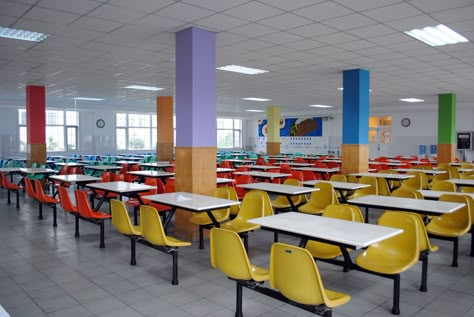 School+Cafeteria+Walls | Friendly Facelift Cafeteria Decorations, School Cafeteria Decorations, Canteen Design, Cafeteria Design, Hostels Design, School Building Design, College Architecture, School Cafeteria, Lunch Room