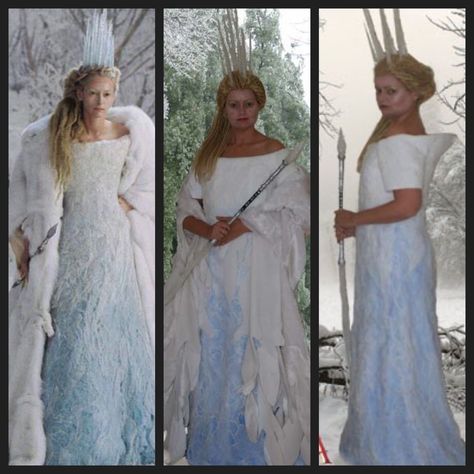 Jadis the White witch of Narnia comparison. Everything made by hand. I hand painted the fabric and made the crown. White Witch Costume Narnia, Ice Queen Narnia Costume, Jadis The White Witch, White Witch Costume, White Witch Castle Narnia, Ice Witch Narnia, Ice Queen Narnia, Narnia The Lion Witch And Wardrobe, Narnia Costumes