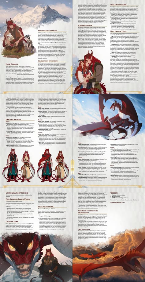 Homebrew Races Dnd, Dnd Half Dragon, Dnd Homebrew Race, Half Dragon Half Human, Dnd 5e Races, Homebrew Races, Dragon Twins, 5e Races, Half Dragon