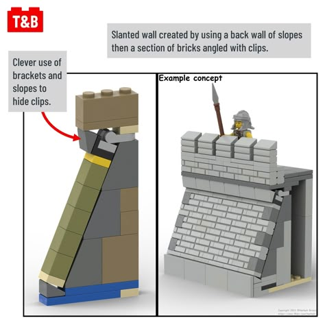 #1420 TECHNIQUES: Castle wall techniques by Horlack Lego Build Techniques, Lego Techniques Ideas, Lego Snot Techniques, Lego Building Techniques, Lego Blueprint, Lego Techniques, Lego Universe, Lego Medieval, Lego Wall