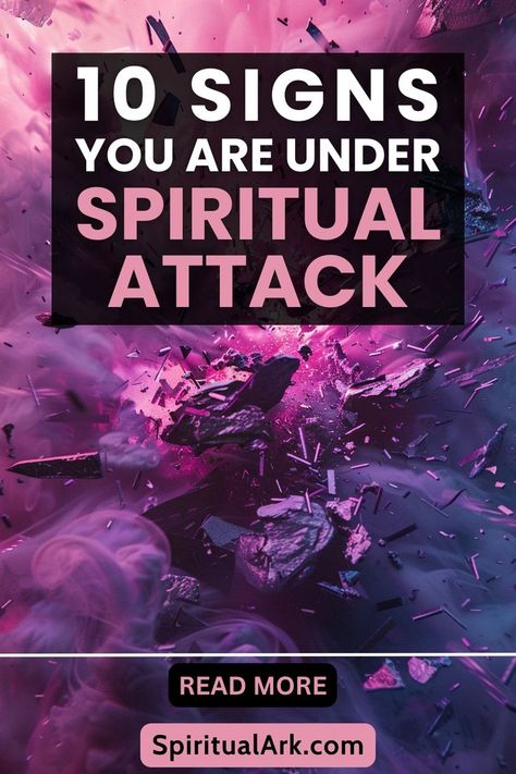 at the top of this post is the title that says, "ten signs you are under spiritual attack", at the center of this post is a photo of a destruction caused by an attack and this circumstance is illuminated by pink and violet lights, below the photo of the main subject is a button that contains the words "read more", and at the very bottom of this post is the website source which is "SpiritualArk.com" Spiritual Attack, Finding Inner Peace, Spiritual Enlightenment, Spiritual Meaning, Feeling Lost, Personal Journey, Spiritual Practices, Negative Thoughts, Spiritual Journey