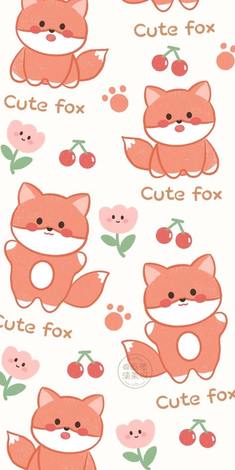 Kawaii Fox Wallpaper, Pouch Serut, Fox Wallpaper, Cute Easy Doodles, Iphone Wallpaper Kawaii, Wallpaper Cute, Orange Wallpaper, Fox Art, Fantasy Art Landscapes