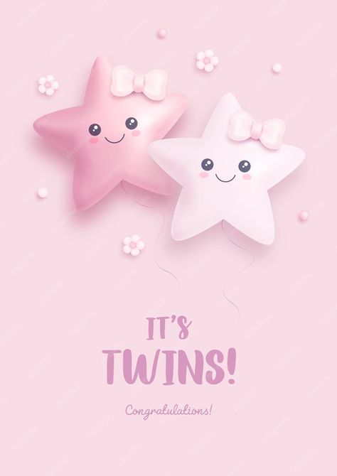 Premium Vector | Twins baby shower invitation Twin Girl Baby Shower Ideas, Twin Announcement Ideas, Twin Baby Shower Ideas Theme, Twins Baby Shower Ideas, Baby Shower Twins, Newborn Baby Quotes, Twin Baby Announcements, Twin Birth Announcements, Baby Birth Announcement Cards