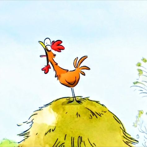 Chicken Running Drawing, Rooster Cartoon Drawing, Chicken Illustration Cute, Funny Chicken Drawing, Chicken Reference, Chicken With Knife, Draw Chicken, Chicken Drawings, Rooster Cartoon