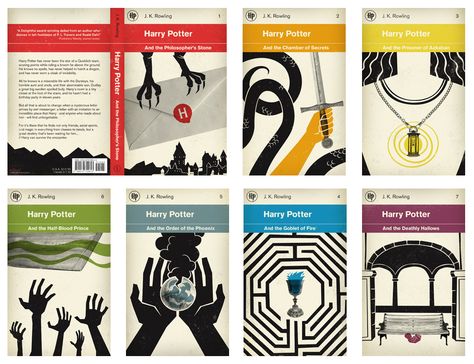 Harry potter penguin book cover project Cover Harry Potter, Harry Potter Book Covers, Penguin Books Covers, Hp Book, Rowling Harry Potter, Vintage Book Cover, Penguin Book, 10 Points, Penguin Classics