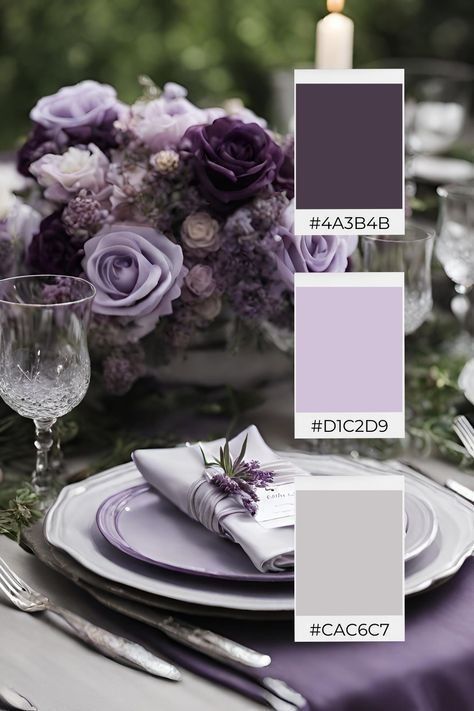 Wedding Mood Board Color Palettes, Purple Winter Wedding, Wedding Color Schemes Purple, Wedding Color Palette Ideas, Wedding Theme Color Schemes, Winter Wedding Color Palette, Spring Wedding Color Palette, Wedding Color Pallet, Wedding Color Combos