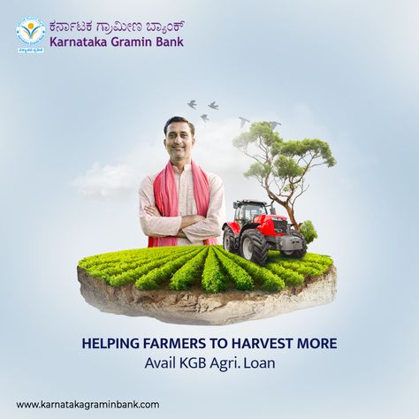 HELPING FARMERS TO HARVEST MORE Avail KGB Agri. Loan #karnatakagraminbank #kgb #agricultureloan #ariloan #banking #loans #karnataka Bank Loan Ads, Business Loan Ads Creative, Banks Ads, Farmers Day, Graphics Design Ideas, Business Loan, Creative Advertising Design, Bank Loan, Business Loans