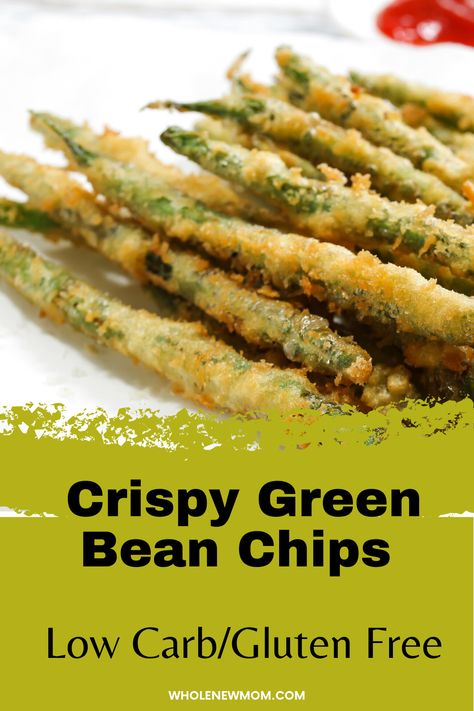 How to Make Crispy Green Beans. This healthy crispy green bean chips recipe is easy to make baked in the oven. Perfect for low carb, keto, vegan and even gluten free diets. Green Bean Chips, Green Beans Chips, Super Healthy Snacks, Crispy Green Beans, Dairy Free Pizza, Bean Chips, Healthy Kid Friendly Meals, Veggie Chips, Keto Vegan