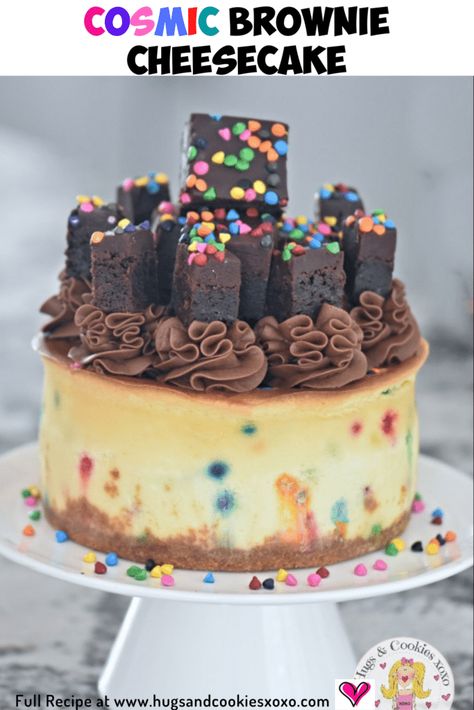 Cosmic Brownie Cheesecake, Birthday Cheesecake Recipes, Butterfinger Cheesecake, Birthday Cheesecake, Apple Crisp Cheesecake, Cheesecake Frosting, Cosmic Brownies, Brownie Cheesecake, Brownie Ingredients