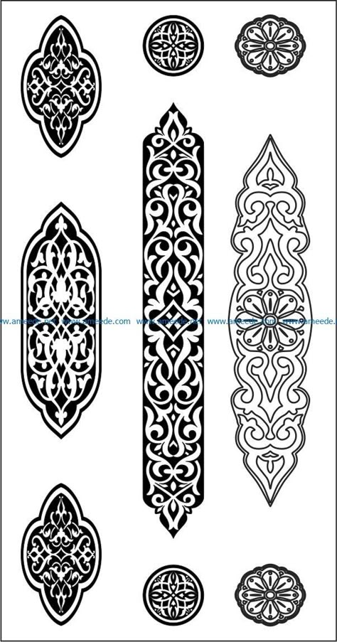 Vector Files For Laser, Dxf Files Free Cnc Design, Laser Cut Design Pattern, Motif Art Deco, Ornament Drawing, Arabic Pattern, Wood Carving Designs, Ornament Design, Jewelry Drawing