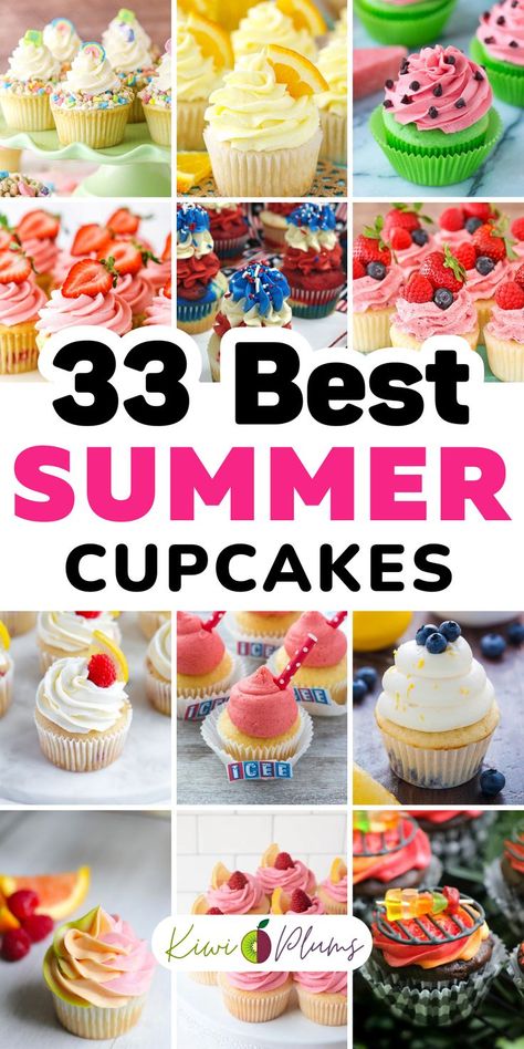 Indulge in these refreshing summer cupcakes. From fruity favorites like lemon cupcakes and strawberry cupcakes to beach-themed cupcakes and tropical cupcakes, these summer desserts are perfect for your summer parties and gatherings. Get creative with cupcake decorations and turn your summer treats into a visual delight. These refreshing and fun summer cupcake ideas will be the highlight of the event. Try these easy-to-make tropical desserts and make your summer dinner party even more memorable. Summer Cupcake Ideas, Summer Themed Cupcakes, Fruity Cupcakes, Cake Icing Tips, Summer Cupcake, Easy Summer Snacks, Tropical Cupcakes, Summer Dinner Party, Tropical Desserts