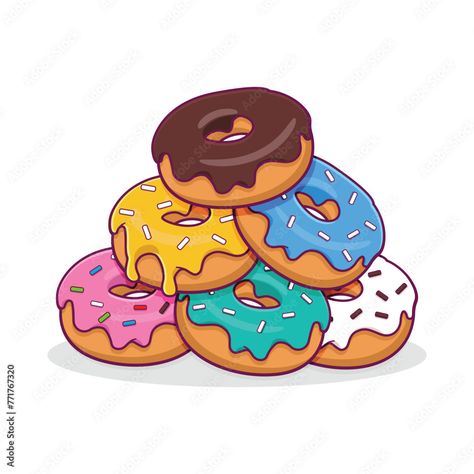 Donuts Drawing, Donut Images, Donut Drawing, Donut Cartoon, Donut Vector, Free Kids Coloring Pages, Veggie Tales, Food Cartoon, Food Party