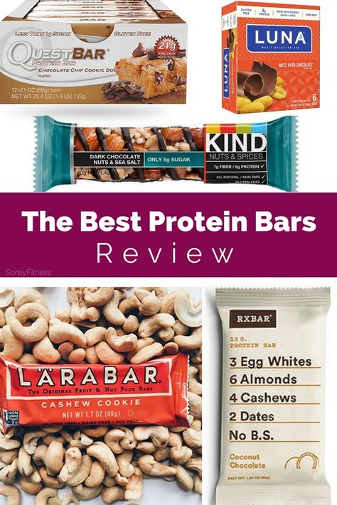 For years, we’ve been tempted by a quick go-to lunch. These are the BEST protein bars whether you're tring to lose weight or just get in a healthy meal. #proteinbars #healthymeal We love Quest Bars, Luna Bars, Larabars, KIND bars, and RX Bars because of their quality ingredients! Rx Bars, Luna Bars, Quest Bars, Best Protein Bars, Healthy Protein Snacks, Kind Bars, Lara Bars, Chocolate Nuts, Best Protein