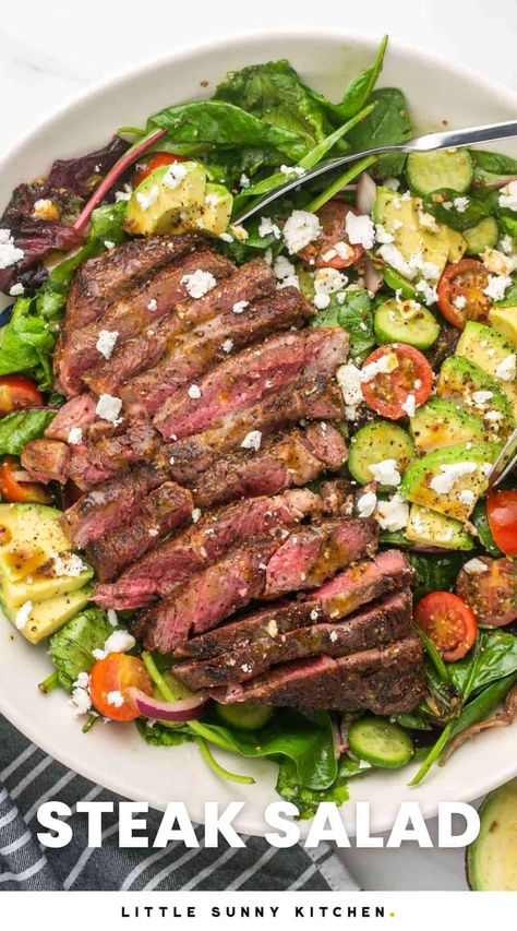 Black And Blue Steak, Beef Top Sirloin Steak, Steak Salad Dressing, Blue Steak, Steak Salad Recipe, Balsamic Steak, Grilled Steak Salad, Dressing Healthy, Top Sirloin