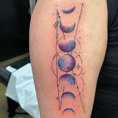 Good Point Tattoos on Instagram: “Super cute and delicate moon phases by @inksnotaphase // we love doing tattoos like this so email us at tattoos@live.ca to book!…” Colorful Moon Phases Tattoo, Moon Phase Watercolor Tattoo, Moon Phase Tattoo, Phase Tattoo, Moon Phases Tattoo, Tattoo Board, Chest Tattoos For Women, Book Instagram, Phases Of The Moon