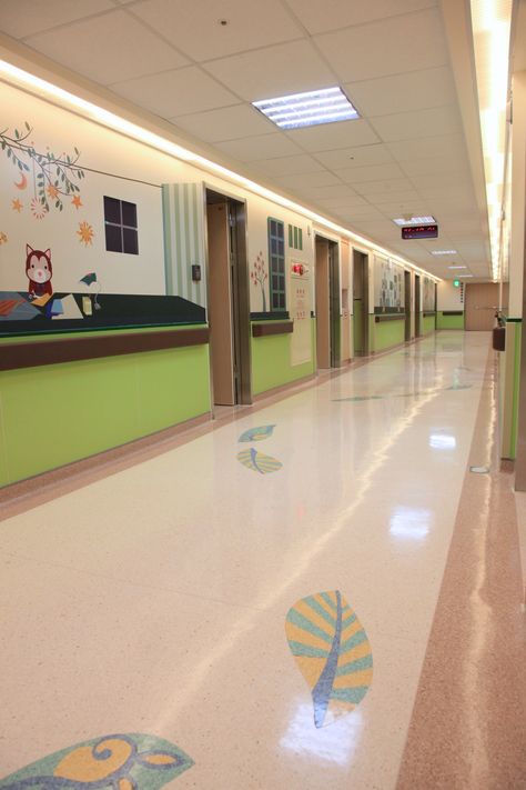 Hospital Hallway Aesthetic, Children’s Hospital, Hospital Playroom, Bloxburg Hospital, Ward Hospital, Hospital Hallway, Business Office Ideas, Kids Hospital, Pediatric Hospital