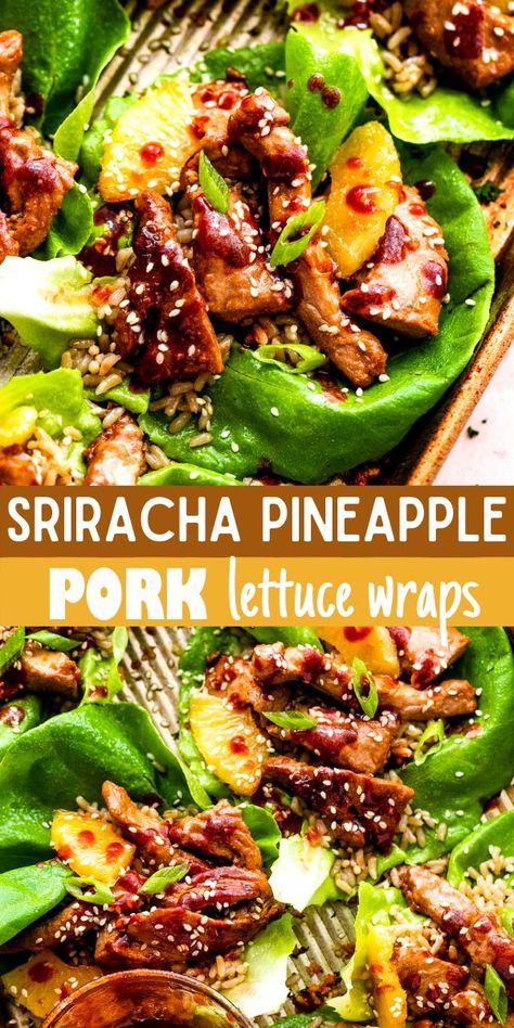 Healthy Lettuce Wraps, Easy Pork Tenderloin Recipes, Leftover Pork Tenderloin, Easy Lettuce Wraps, Easy Pork Tenderloin, Caramelized Pineapple, Lettuce Wraps Healthy, Juicy Pork Tenderloin, Pork Wraps