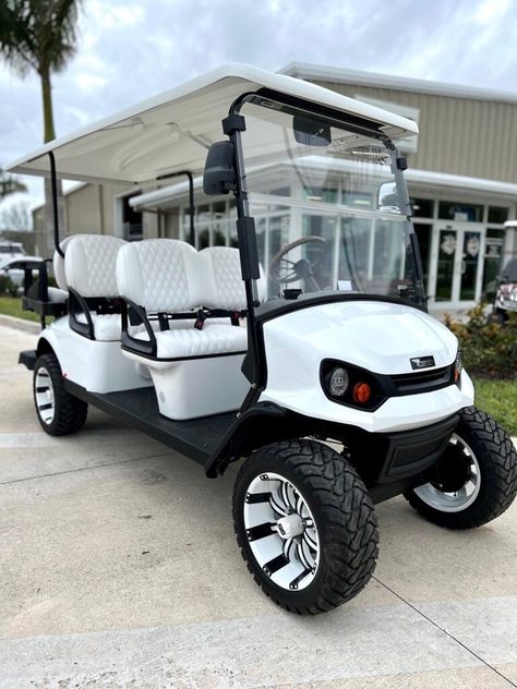 6 PASSENGER - Custom Golf Carts Bradenton FL | American Pride Golf Cart Services Cool Golf Carts, Cute Golf Cart, Tuscan Village, Custom Golf Cart, Farm Retreat, Street Legal Golf Cart, Go Cart, Golf Cart Seats, Custom Golf Carts