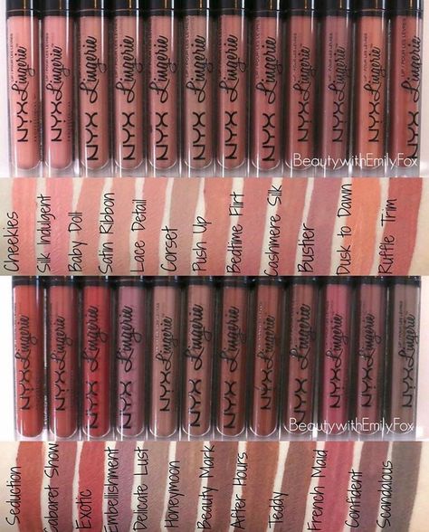 Nyx Lip Lingerie Swatches, Makeup Lips Matte, Nyx Lip Lingerie, Lingerie Satin, Nyx Lip, Nyx Lipstick, Cool Skin Tone, Makeup Lips, Colors For Skin Tone