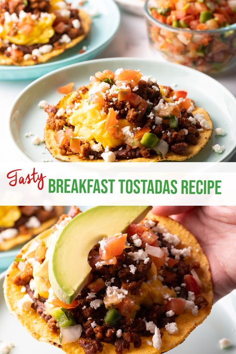 Breakfast Tostada, Breakfast Tostadas, Tostadas Recipe, Tostada Recipes, How To Cook Chorizo, Fluffy Scrambled Eggs, Chorizo Recipes, A Spicy Perspective, Mexican Breakfast