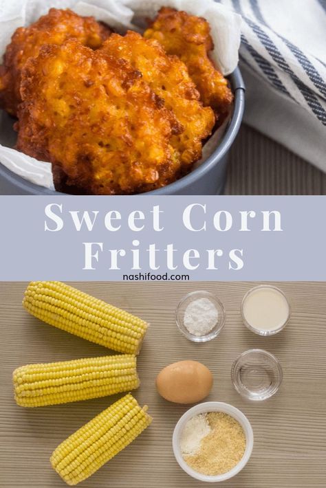 Looking for summer recipes with corn? Try these Panamanian Sweet Corn Fritters (Torrejitas de Maíz Nuevo) as a breakfast with your loved ones, serve with coffee and white cheese. Made with simple ingredients, and easy to make. Recipes With Corn, Cornbread Fritters, Corn Fritter, Sweet Corn Fritters, Panamanian Food, Weekend Brunch Recipes, Corn Fritter Recipes, Corn Cakes, Corn Fritters