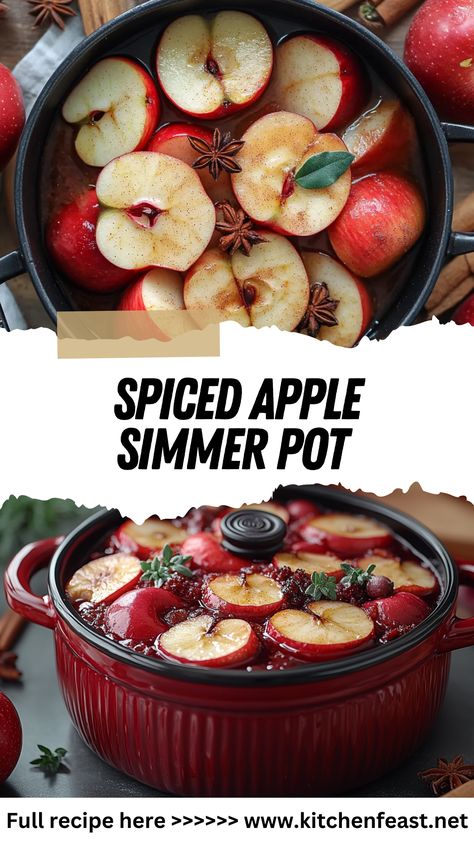 Fill your home with the cozy scent of fall with this Spiced Apple Simmer Pot recipe! Easy to make with apples, cinnamon, cloves, and more for a natural, inviting aroma. Simmer Pot Recipes Apple, Simmer Pot With Apples, Simmer Pot Benefits, Fall Summer Pot Recipes, January Simmer Pot, Pot Simmer Recipes House Smells, Apple Cinnamon Simmer Pot, Apple Simmer Pot Recipes, Crockpot Simmer Pot