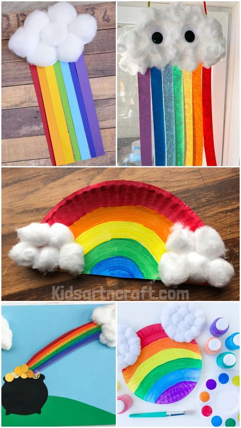 Rainbow Cotton Ball Crafts for Kids Rainbow Easy Craft, Cotton Activities For Kids, Cotton Balls Crafts, Cotton Ball Crafts For Kids, Craft With Cotton Balls, Rainbow Art For Kids, Cotton Ball Crafts, Ball Craft, Purple Centerpieces