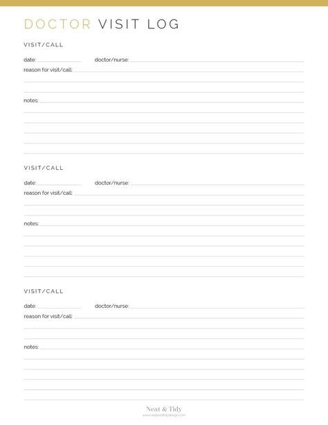 Medical Printables, Medical Binder, Printable Checklist, The Visit, Doctor Visit, A Log, Neat And Tidy, Keep Track, Medical