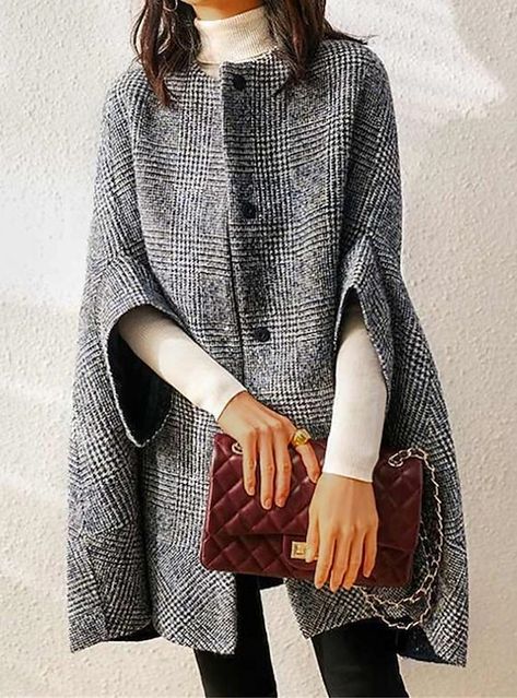 Jeep Hummer, Mantel Cape, Brocade Coat, Long Winter Coats Women, Woolen Coat Woman, Winter Fashion Jackets, Plaid Peacoat, Long Overcoat, Plaid Cardigan