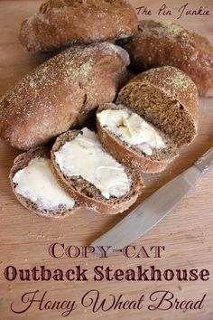 Copy-Cat Outback Steakhouse Honey Wheat Bread #HoneyYummy Outback Steakhouse Bread, Steakhouse Bread, Honey Wheat Bread, Outback Steakhouse, Sirloin Steak, Honey Wheat, Biscuit Rolls, Cloud Bread, Steak Recipe