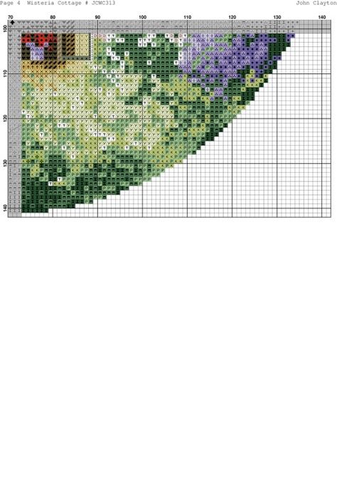 John Clayton, Cross Stitch House, Cross Stitch Landscape, Cross Stitch Samplers, Cross Stitch Flowers, Cross Stitch Art, Counted Cross Stitch Patterns, Wisteria, Embroidery Kits