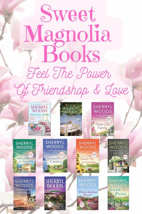 If you have been watching Sweet Magnolias on Netflix but haven't caught up with the book series yet then check out our guide to the books right here! #sweetmagnolias #sweetmagnoliasbooks #sherrylwoods #romancereads #netflix Sweet Magnolias Book Series, The Sweet Magnolias, Sweet Magnolias Book, Book Series To Read, Magnolia Book, Sweet Romance Books, Power Of Friendship, Sweet Magnolias, Books Tbr