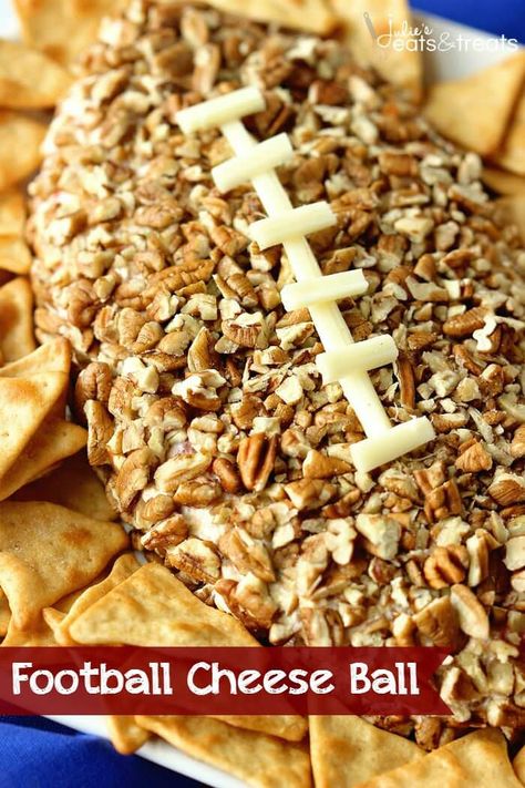 Football Cheese Ball - A fun, easy appetizer recipe that is super easy and perfect for game day snacking! Perfect Appetizer for the Super Bowl! ~ http://www.julieseatsandtreats.com Football Cheeseball, Football Cheese Ball, Diy Easy Recipes, Superbowl Appetizers, Pickle Chips, Chipotle Sauce, Cheese Ball Recipes, Football Food, Easy Appetizer Recipes