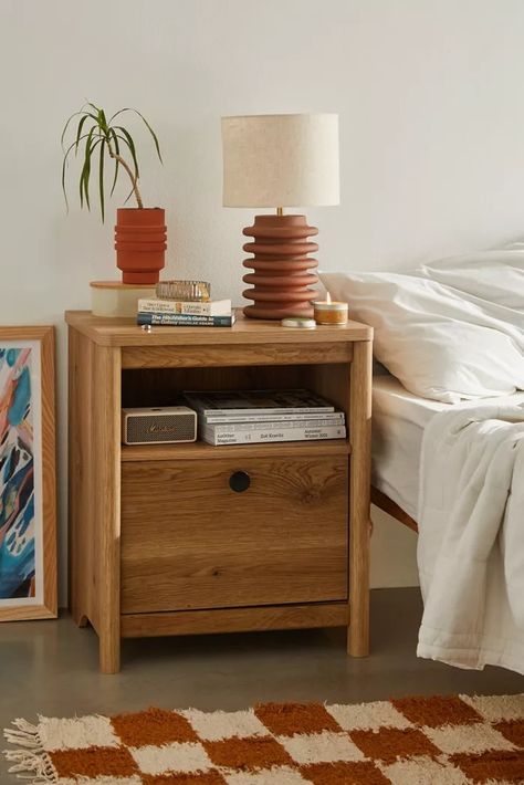 Accent Tables | Urban Outfitters Dc Bedroom, Eclectic Nightstand, Chic Bedside Table, Boho Nightstand, White Bedrooms, Small Nightstand, Modern Bedside Table, Wooden Nightstand, Apartment Furniture