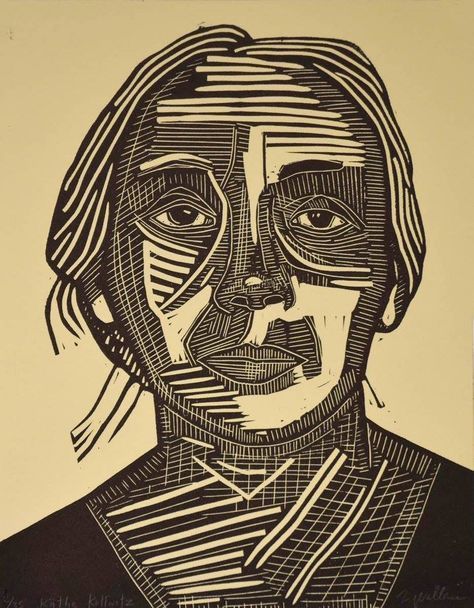 Valerie Wallace. Kathe Kollwitz.linocut Kathe Kollowitz, Lino Portrait, Linocut Portrait, Lino Print Artists, Kathe Kollwitz, Linocut Artists, Woodcut Art, Relief Printmaking, Inside Art