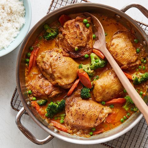 Curried Chicken Thighs by Food Network Kitchen Curry Chicken Thighs, Best Chicken Thigh Recipe, Curried Chicken, Chicken Thighs Recipe, Thighs Recipe, Recipe Art, Chicken Breast Recipes Healthy, Boneless Chicken Thighs, Breast Recipe