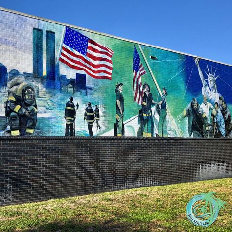 💜It's #ShareTheLoveSaturday. I would like to share with Laurent Dareau, a naturalized American citizen born in France.   He painted this exterior wall of the fire station in downtown Bonita Springs, depicting the Tragedy of Sept 11. 😞  👏👏  I respect his talent and his choice of this patriotic yet emotional scene.  👨‍🚒“Art enables us to find ourselves & lose ourselves at the same time.” - Thomas Merton  @laurentdareau   #BelleNaples #NonStopNaples Patriotic Mural, Can Projects, Bonita Springs Florida, Sea Can, Thomas Merton, Springs Florida, Emotional Scene, Bonita Springs, Scene Art