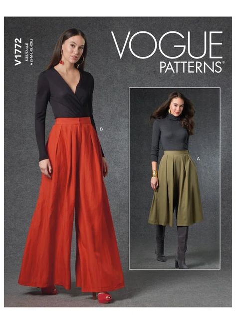 Vogue Patterns V1772 | Misses' Pants Loose Fitting Pants, Pants Sewing, Sewing Bee, Pants Sewing Pattern, Wide Leg Palazzo Pants, Vogue Sewing, Vogue Sewing Patterns, Vogue Pattern, Handmade Wardrobe