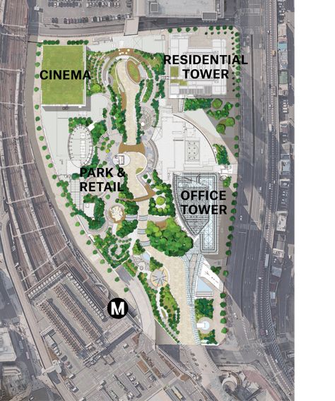 JERDE | Namba Parks Office Masterplan, Business Park Architecture, Community Park Design Plan, Public Park Design Plan, Business Park Masterplan, Plaza Architecture, Mixed Use Development Masterplan, Sustainable Development Projects, Park Site Development Plan