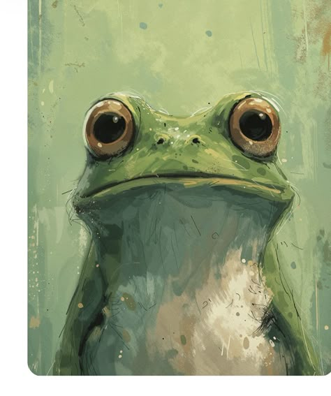 Frog Art Aesthetic, Animated Paintings, Capybara Art, Van Drawing, Frosch Illustration, Frog Poster, Frog Illustration, Frog Art, Rhinestone Art