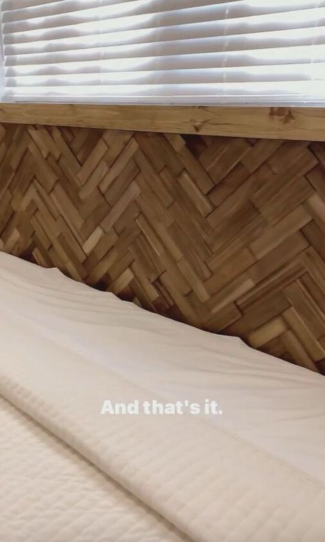 Transforming your basic Ikea bed into a stunning Pottery Barn-inspired bed with a DIY herringbone headboard is easier than you think. Diy Herringbone Headboard, Herringbone Headboard, Ikea Bed Frames, Pottery Barn Diy, Clean Kitchen Cabinets, Herringbone Wood, Pottery Barn Inspired, Ikea Bed, Mosaic Pieces