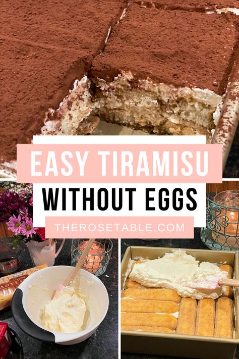 The easiest tiramisu recipe! No eggs. Make ahead - it gets better the longer it sits! Tiramisu Recipe No Mascarpone, How To Make Tiramisu Easy, Best Tiramisu Recipe Without Eggs, Tiramisu No Coffee, Tiramisu No Eggs Recipe, Easy Dessert Without Eggs, No Egg Tiramisu, Tiramisu Recipe No Egg, Easy Tiramisu Recipe No Egg