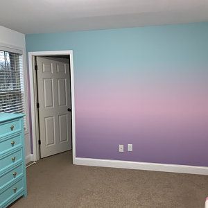 Triangles Wallpaper, Pink And Purple Bedroom, Hamilton Costume, Remodeling House, Ombre Wallpaper, Pink Girl Room, Teal Bedroom, Ombre Wall, Mermaid Artwork