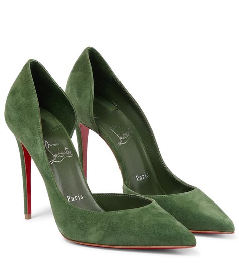 Christian Louboutin Iriza, Louboutin Online, Green High Heels, Shoes Heels Classy, Bridal Sandals, Heels Classy, Fancy Shoes, Red Sole, Gorgeous Shoes