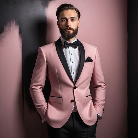 Dusty Rose Tuxedo Suit For Men, Two Piece Suit, Slim Fit Suit, Groom And Groomsmen Suit For Wedding, Tailored Suit, bespoke for Men by ClassicSuitGallery on Etsy Pink Wedding Suit, 2 Piece Suit For Men, Black Pink Wedding, Black Tux Wedding, Tuxedo Suit For Men, Tux Wedding, Suit For Men Wedding, Suit Prom, Groom And Groomsmen Suits