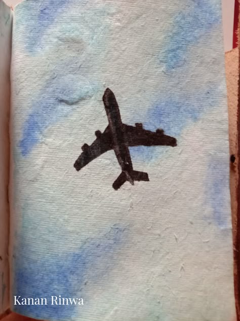 Aeroplane Watercolor Painting, Airplane Painting Easy, Aeroplane Drawing, Aeroplane Painting, Airplane Doodle, Acrylic Painting For Kids, Easy Paintings For Beginners, Watercolor Mini, Airplane Painting